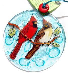 Cardinal Pair Suncatcher - Stained Glass Express 