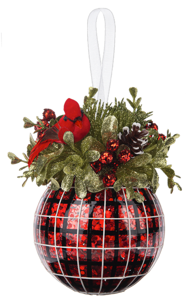 ORNAMENT MISTLETOE PLAID - Stained Glass Express 