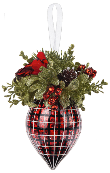 ORNAMENT MISTLETOE PLAID - Stained Glass Express 