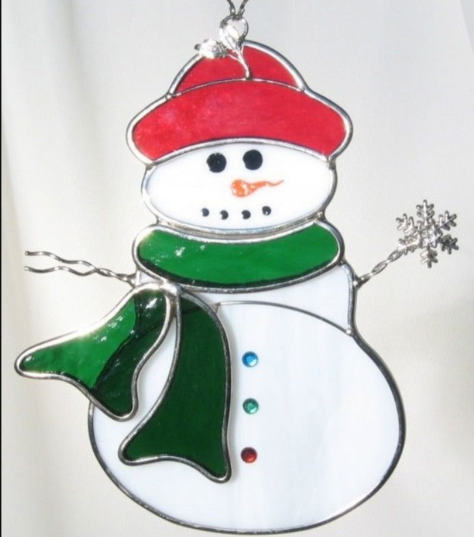 Snowman Suncatcher Small - Stained Glass Express 